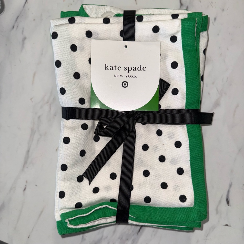 kate spade Polka Dot cloth napkins with Green Border